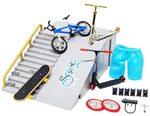 Guangcailun Finger Skateboard Feld Set, Training und Beherrschung von Fingerspitzenbewegungen, Roller, Fahrrad, Finger Skateboard Rampen, Zubehör