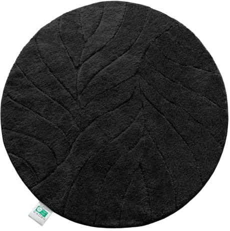 Floordirekt Badteppich - extra flauschig & schnelltrocknend - Badezimmerteppich mit rutschhemmender Rückseite - Badematte Duschvorleger (Maris) (Schwarz, rund 120 cm)