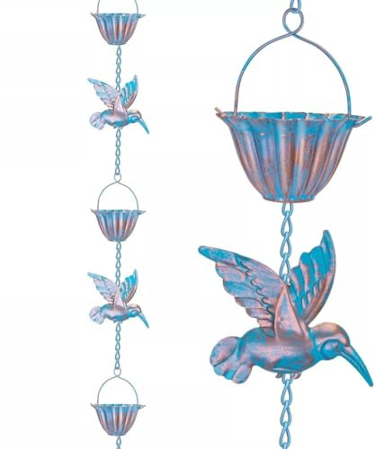 Moliuoly Cadena de lluvia Hummingbird de 4 metros: elegante decoración exterior y drenaje funcional
