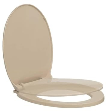 Sedile WC in polipropilene beige ovale a sgancio rapido | Funzione soft-close, chiusura silenziosa, facile da pulire, raccordi anticorrosione