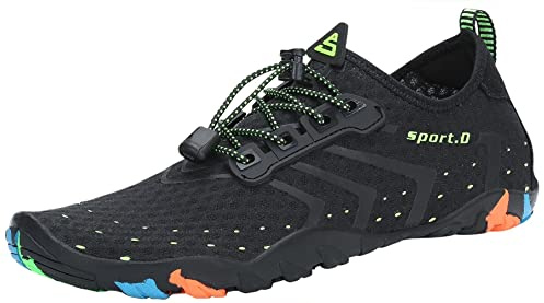 SAGUARO Badeschuhe Damen Herren Wasserschuhe Leicht Schwimmschuhe Schnell Trocknend Atmungsaktiv Strandschuhe Aquaschuhe rutschfeste Outdoor Barfußschuhe für Frauen Männer, Schwarz, 44 EU