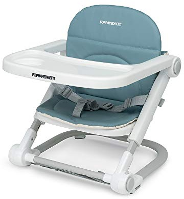 Foppapedretti Seggiolino Alzabimbo Lift, bambini da 6 mesi a 3 anni (fino a 15 Kg), Vassoio Amovibile, Chiudibile e Trasportabile, Borsa Inclusa, Imbottitura Removibile e Lavabile, 3 Altezze, Avio