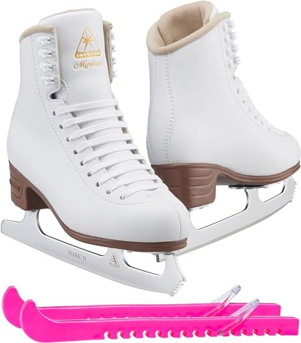 Jackson Ultima JS1491 Mystique Girls Misses Figure Ice Skates/Color: White/Width: Medium/Size: Youth 3 Bundle with Guardog Skate Guards