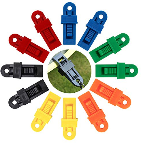 Multifunktionale Zelt Clip Kunststoff Markisen Clamp - Windseil Schnalle Tragbar Tarp Klammer für Camping Outdoor-Aktivitäten 12 Stück (Mehrfarbig)