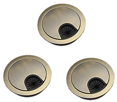 BOSIDETOOL 3Psc Desk Grommet,Cable Cord Hole Cover for Home and Office,Metal Zinc Alloy Materilal 53mm(Bronze, 2.09 Inchs)