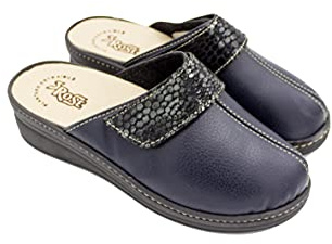 Ciabatte/pantofole donna invernali 3Rose mod. Calicanto, comode da casa e da esterno, tomaia regolabile a strappo, plantare estraibile, fondo antishock art. 948 (BLU, numeric_38)