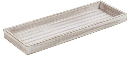 URBNLIVING Wooden Grey Distressed Shabby Chic Candle Light Tray Holder Table Setting Decoration