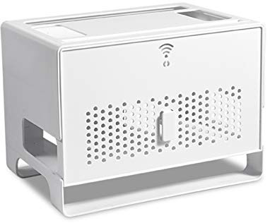 MNBVH Caja para Cables y Router y Enchufes, Caja de Almacenamiento para Router, Organizar Cables, Decoración del Hogar White