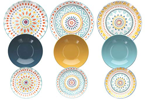 Tognana Maya, Servizio Piatti per 6 persone, 18 Pezzi, Porcellana, Multicolore