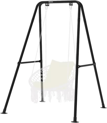 Hängemattengestell, Hängesessel Gestell, Max Belastung 150 kg, Hängematte Gestell, für den Innen- Oder Außenbereich, mit Gestell (schwarz)