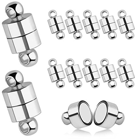 AIEX 12pcs Magnetverschlüsse Schmuck, Magnetverschlüsse für Armbänder mit Runder Schnalle, Magnetische Verschlüsse Magnetische Schmuckverschlüsse für Die Herstellung von Schmuckketten (Silber)