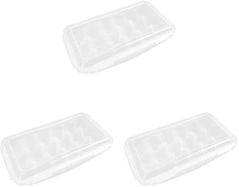 Cabilock 3pcs Box Plastic Egg Cartons for Refrigerator Egg Holder Tray Container for Fridge Reusable Cartons Covered Holder Container Rack Crisper White Food Flat Shoes