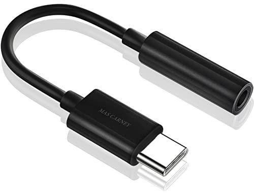 MAS CARNEY USB Kopfhörer Adapter Typ C auf 3,5 mm, Kompatibel mit Huawei, Google, Pixel, Mi, Moto Z, iPad Pro, MacBook, Android/iOS/Win10 Geräte USB Typ C- Schwarz