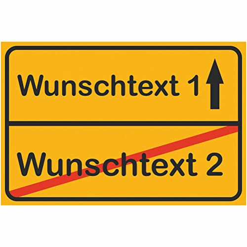 INDIGOS UG - WUNSCHTEXT Schild - 20x15cm - AluDibond Ortsschild mit eigenem Namen oder Text - personalisiert - Wunschtext individuell - Ortsname, Funschild, Namensschild