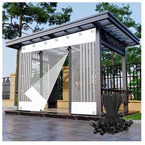 Outdoorvorhänge mit Reißverschluss, PVC Transparente Wasserdichte Plane Seitenteile, Trennvorhänge, Pergola, Terrasse, Pavillon, Balkon, Weiß Transparente Abdeckplanen, mit Ösen ( Farbe : LxH , Größe
