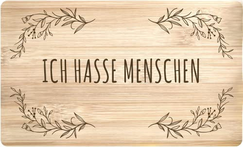 Tassenbrennerei Frühstücksbrettchen mit Spruch - Ich hasse Menschen - Echtholz Made in Germany - Geschenk für Kollegen, Freund, Freundin