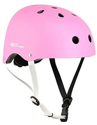 NILS Skaterhelm Kinder Erwachsene Fahrradhelm belüftet Verstellbar Sicherheitshelm für Fahrrad BMX Skateboard Scooter (Rosa, L)