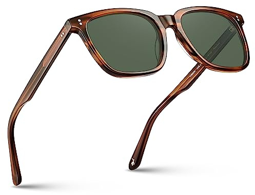 CARFIA Acetate Polarized Sunglasses for Men Womens UV400 Protection Classic Retro Square Shades Driving Glasses