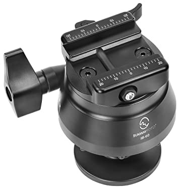 SUNWAYFOTO IB-60 - Cabeza de bola invertida de 60 mm para trípode de caza, carga de 55 libras (25 kg)