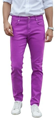 TEGIAS Herren-Jeans, schmale Passform, Stretch, klassischer Komfort, Normale Passform, Violett, 34W / 32L