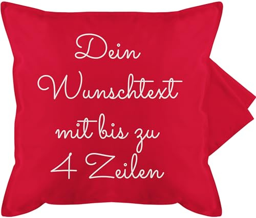 Kissenbezug - Aufdruck selbst gestalten - Wunschtext I Geschenk personalisiert - 50 x 50 cm - Rot - Kissen Personalisieren Text namenskissen personalisierte Bedruckt kuschelkissen selber Schrift