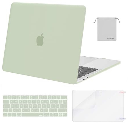 MOSISO Hülle Kompatibel mit MacBook Pro 13 Zoll 2024 2023 2022-2016 M2 M1 A2338/A2289/A2251/A2159/A1989/A1706/A1708,Plastik Hartschale&Tastaturschutz&Displayschutz&Lager Tasche,Salbei Grün