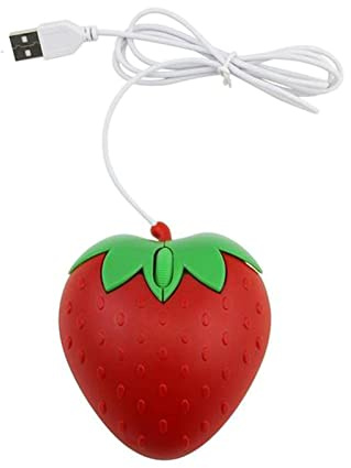 HOOLRZI Ratón USB lindo de frutas fresa ratón portátil mini ratón óptico de dibujos animados ratón de computadora ratón de 3 botones para computadora portátil PC lindo ergonómico