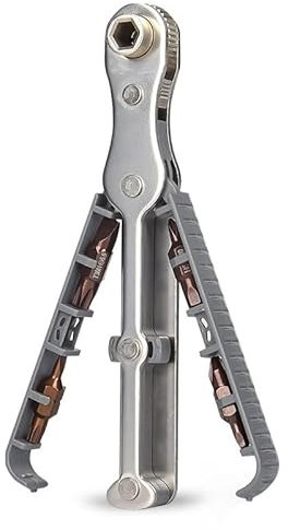 Bidirectional Ratchet Screwdriver Set, 1/4 Hex Shank Drill Bits Right Angle Screwdriver with Magnetic Bit Holder, Mini Ratchet Offset Screwdriver for Tight Space