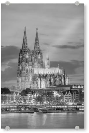 artboxONE Acrylglasbild 45x30 cm Städte/Köln Kölner Dom am Abend schwarz-weiß - Bild köln Beleuchtung City
