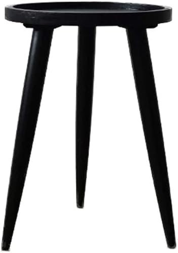 LAMEDOAT Couchtisch, runder Beistelltisch, Sofa-Beistelltisch, schwarzer Couchtisch aus Massivholz, runder Tabletttisch aus Holz, Schreibtisch-Beistelltisch aus Holz, Wohnzimmer (Farbe: Schwarz, Größ