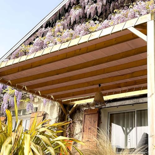 TECPLAST Toile Pergola Taupe 2,5x3 m LP640PR - Garantie 8 Ans - Bâche Pergola ou Tonnelle étanche en PVC pour terrasse