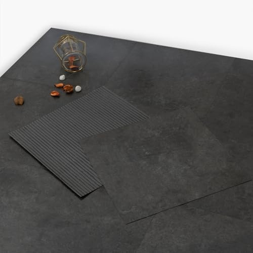 Elffloor PVC Bodenbelag Vinylboden Selbstklebend, Küche Wasserdicht Bodenfliesen für Badezimmer Wohnzimmer Schlafzimmer, Dunkelgrau Betoneffekt Dicke 1,0 mm 30,4X30,4cm, 20 Stück