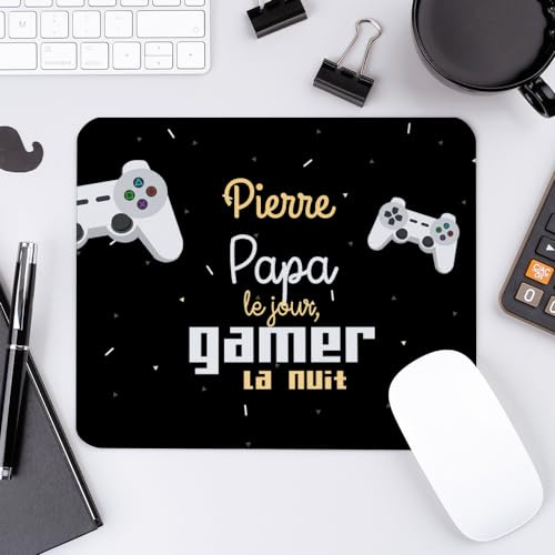 Wanapix | Tapis de Souris Personnalisé Rectangulaire | Fête des Pères | 23x19 cm | Base en Caoutchouc Antidérapant | Très Flexible | Cadeaux Originaux pour Hommes | Papa & Gamer