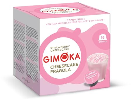 Gimoka - Cheesecake Fragola - 48 Capsule Compatibili con Macchinetta Caffè Nescafé®* Dolce Gusto®* - 3 Confezioni da 16 Capsule - Made in Italy