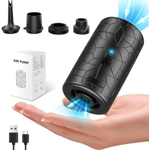 Pompe à Air Électrique Gonfleur Dégonfleur,2500mAh Rechargeable,4500Pa Gonfleur Matelas Gonflable avec 4 Buses,pour Bateau Gonflable,Matelas Pneumatique,Pataugeoire,Anneau de Natation (Noir)