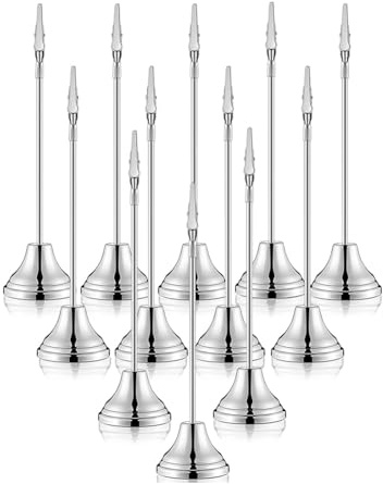 Fobufue 12 Soportes para Números de Mesa, Soporte para Tarjetas de Lugar de 9 Pulgadas con Clip de Cocodrilo, Soportes para Tarjetas de Mesa de Metal, Soportes para Números de Mesa