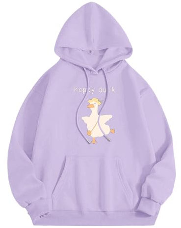 biJerou Top Red Loose Hoodie and Winter Korean Version with Hut and Samt Top Hoodie Mode for Paffige Damen, Lilac, M, lilac, M
