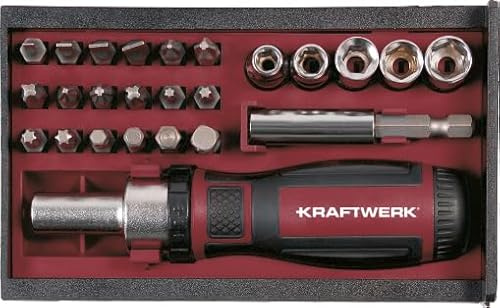 KRAFTWERK KRAFTWERK 306.378.003 - Set di punte con cacciavite a cricchetto, 25 pezzi, con chiave a bussola da 1/4 e adattatore per trapano