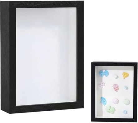 ​3D Shadow Box, A4 Black Photo Frame, Deep Frame Display Box Portrait Picture Display Case for Tabletop and Wall Hanging Crafts