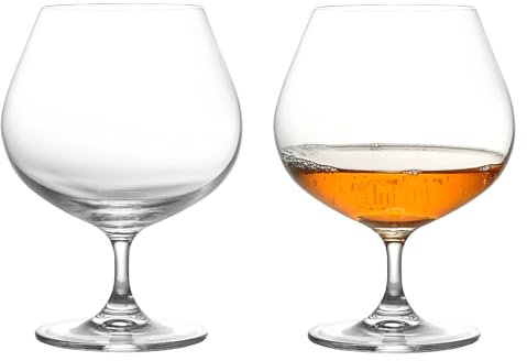 GLASKEY 650 ML Grande Brandy Snifter Set di 2 bicchieri, Bicchieri di Cristallo per Cognac, Brandy, Whisky, Lavabile in Lavastoviglie,Perfetto per la casa,Ristoranti e feste