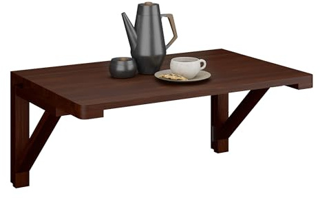 Relaxdays Klapptisch Wand, BxT: 60 x 40 cm, Holz, Esstisch, Schreibtisch, platzsparend klappbar, Wandtisch Küche, braun