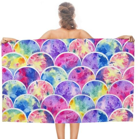 Strandlaken Waagen Formen Grunge Bunt Beach Towel Sandfreie,Mikrofaser Duschtücher Für Männer Camping Reise 80X130Cm