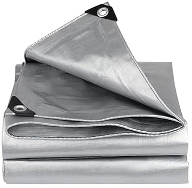 Tarpaulin 6m x 10m Silver Waterproof Builders tarp Garden Dry Cover Camping Ground Sheet Dust Cover