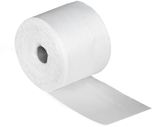 Nastro in Fibra di Vetro 5CM*30M,ESYFOR Tessuto in Fibra di Vetro Impermeabile Resistente Alta Temperatura Rotolo vetroresina Tessuto di Rinforzo per Riparazione e Il Rinforzo Di Tubi o Cavi