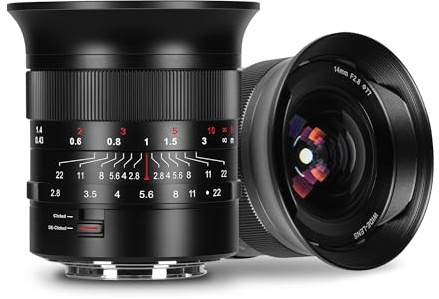 Obiettivo grandangolare ultra grandangolare MF14mm F2.8 Full Frame 7artisans 116° con ampia apertura compatibile con fotocamere mirrorless Nikon Z Mount Z9, Z8, Z7, Z72, Z6, Z62, Z63, Zf, Z5, Z5II