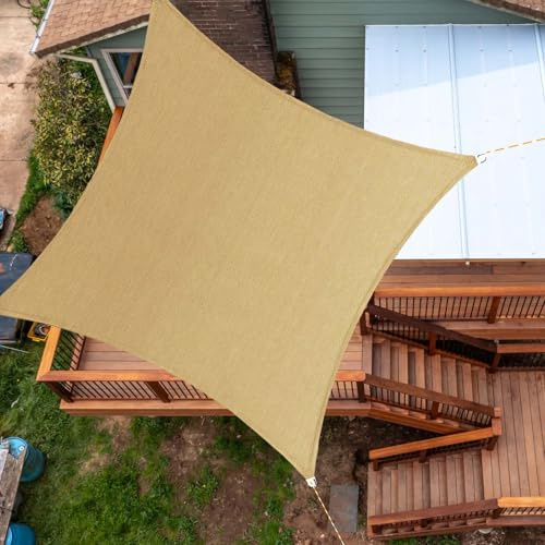 Tenda parasole beige 3 x 4 giardino patio 98% blocco UV vela parasole per pergola esterna vele ombreggianti rettangolari in tessuto resistente tende da sole con angoli e bordi rinforzati
