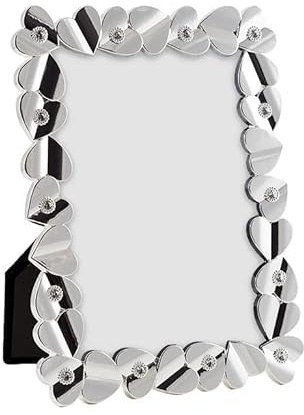 DRW Fotorahmen Herzen aus versilbertem Metall für Fotos mit 13 x 18 cm für Fotos mit 13 x 18 cm