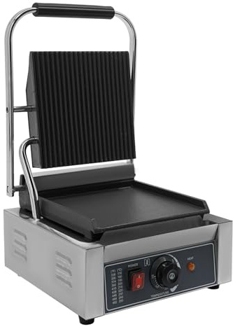 Panini Press Grill Electric Commercial Sandwich Maker Machine Stainless Steel 1800W Professional for Restaurants and Roadside Stands