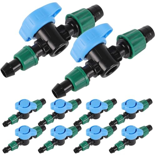 Abaodam 10 Válvulas de Riego por Goteo Doble Cierre Azul Válvulas Laterales de Control para Sistemas de Riego Piezas Reemplazables sin Junta 16 MM Paquete de 10 Unidades para