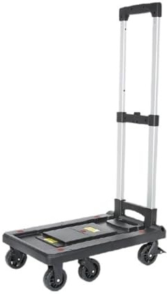 Carretilla de Mano Carro portátil Plegable, Carro de Carga mensajería, Equipaje, pequeño, Remolque doméstico Transpaleta Manual(Negro,Medio)